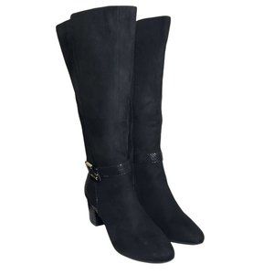 Karen Scott Womens Black Almond Toe Block Heels Zii Tall Dress Boots Size 8M 9M
